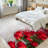 Brown Wood Roses Rose Anniversary Flower Red Love Abstract Romantic Machine Washable Indoor Area Rug-129431390