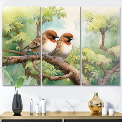 Oiseaux du printemps I sur toile, reproduction de 3 pièces