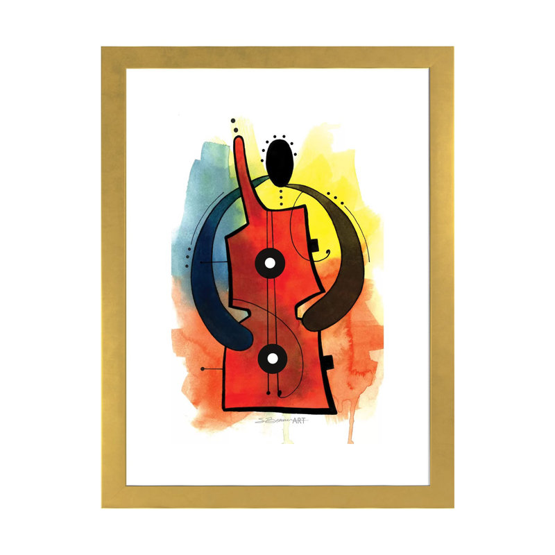 «Guitare» par Stacey Brown - reproduction d'art, H 32 po x l 24 po x P 1 po, Encadré en papier doré