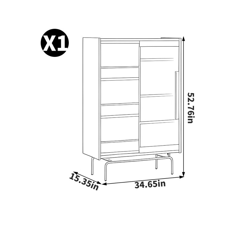 Bibliothèque de style européen, (3 tablettes) H 53 po x l 35 po x P 16 po