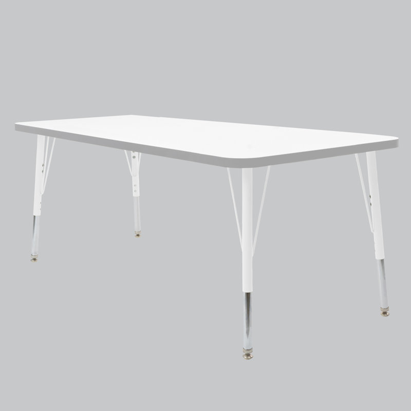 Table rectangulaire d'activités thermofusionnées avec pieds réglables et pivotants standard, H 30 po x l 30 po x P 72 po