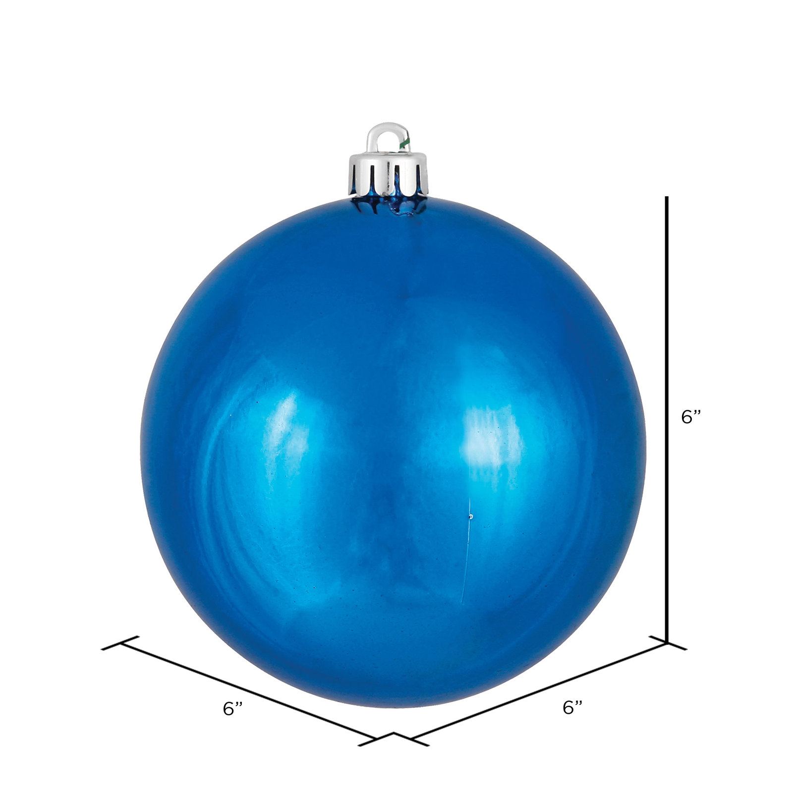 6" Shatterproof Bauble, Blue, 6" H x 6" W x 6" D