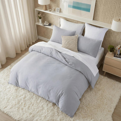 Soft Brushed Quilt Cover Set, Cool & Cozy For All Seasons, Wrinkle-Resistant With Sturdy Zipper, Solid Color Design, Includes 1 Brushed Duvet Cover + 2 Pillow Shams (Insert Not Included)