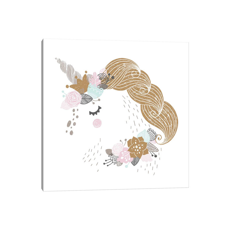 Super Unicorn Designs - Floral Unicorn by Pixy Paper - Wrapped Canvas Gallery-Wrapped Canvas Giclée, 45.72 cm H x 45.72 cm W
