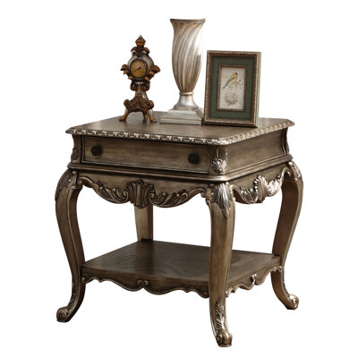 Exquisite Vintage Style Oak End Table With Soft-Lined Drawer And Shelf Delightful Rectangular Bottom Display