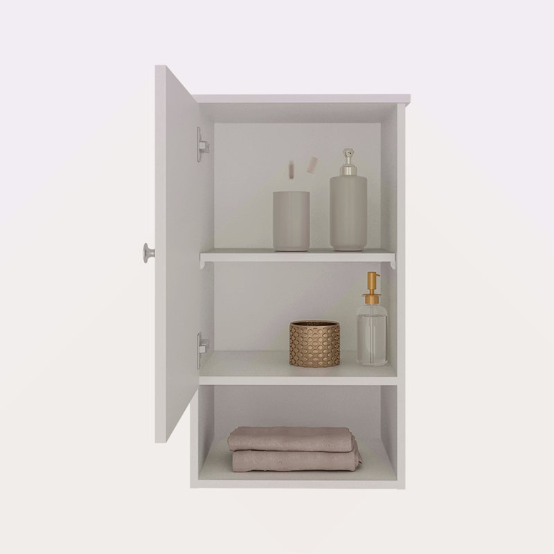Armoire à pharmacie de 28 po de hauteur avec deux tablettes intérieures et une tablette ouverte, Blanc