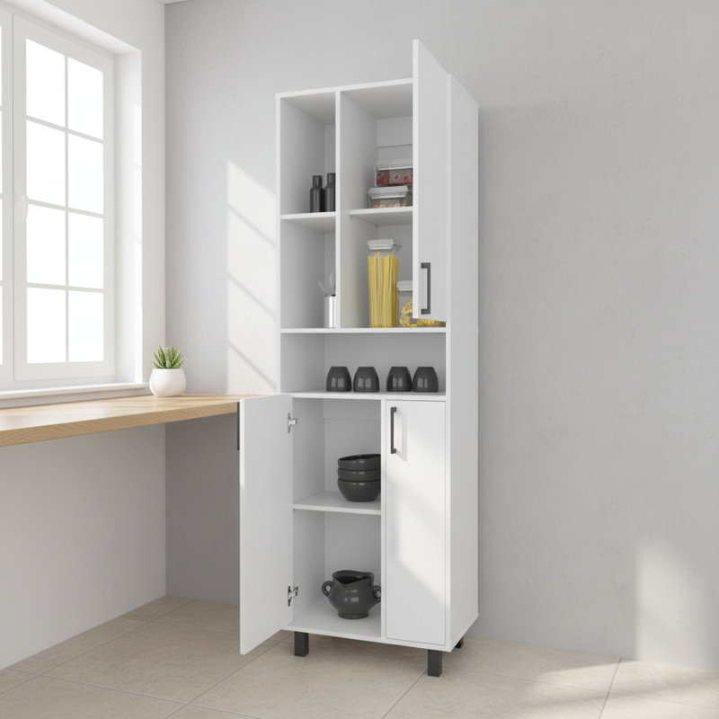 Armoire de cuisine blanche avec rangement ouvert et 2 portes | Idée de cadeau
