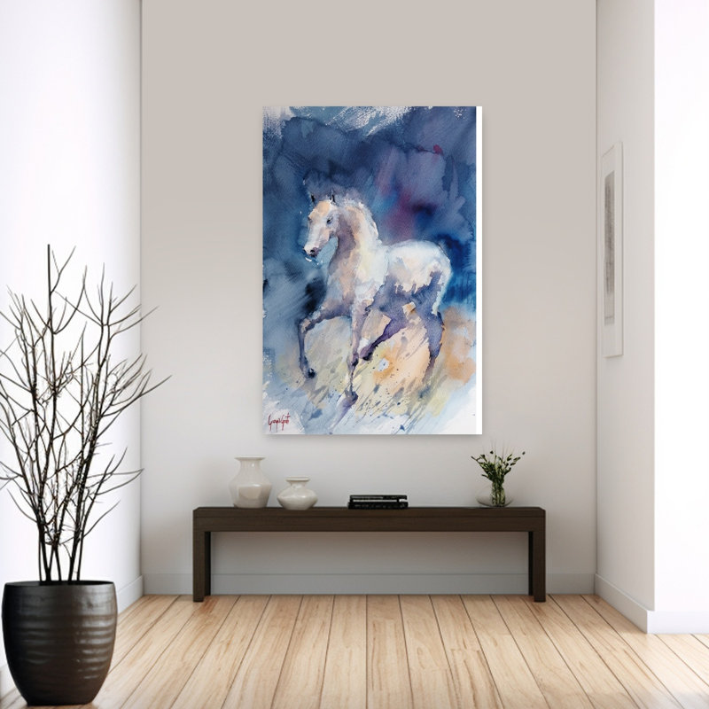 «Graceful White Horse Abstract Colorful Dreamy Horse Nature», art mural