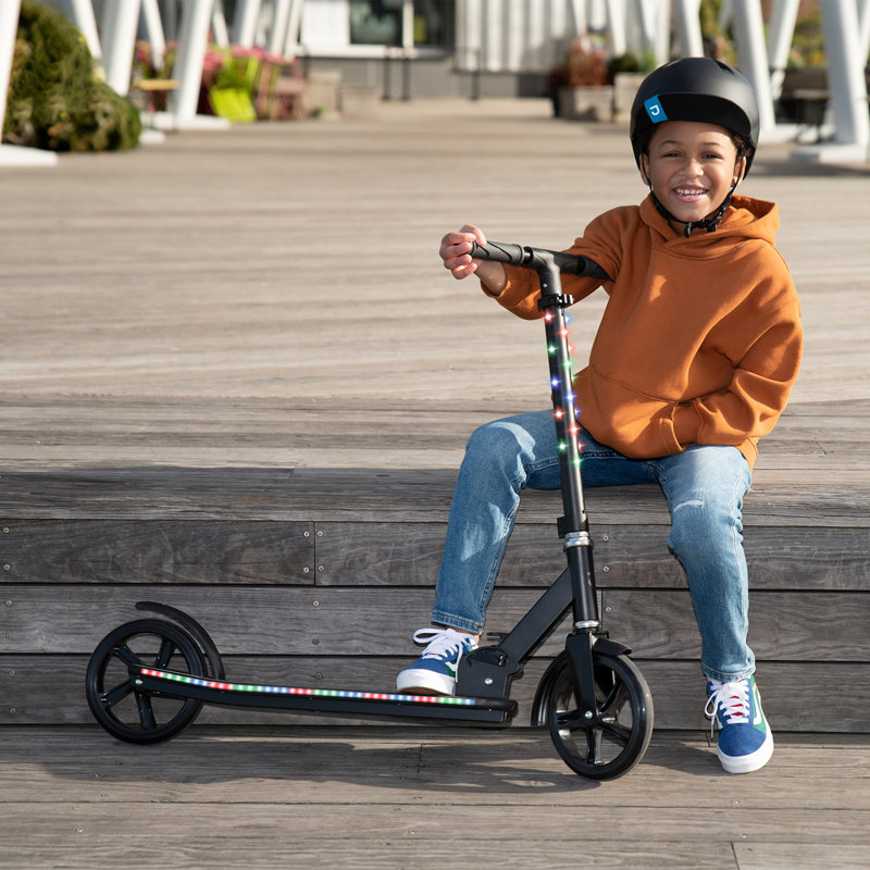 Jetson Jumbo 2 Wheel Light Up Scooter Adjustable Kick Ride On Toy for Kid, Black