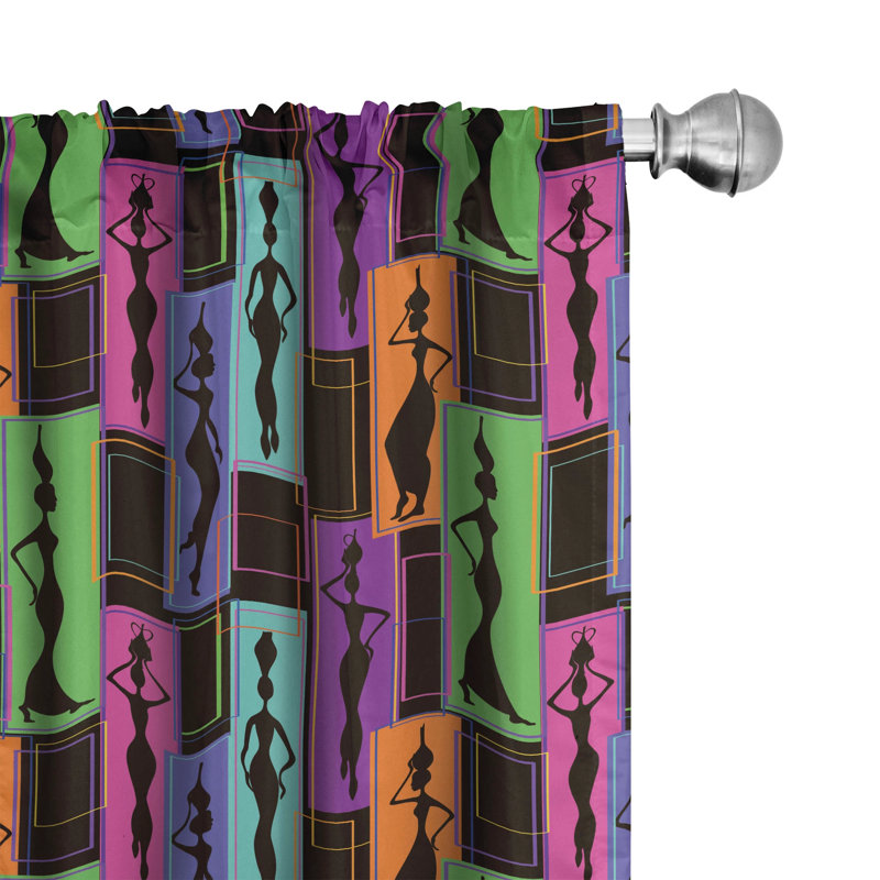 African Semi-Sheer Rod Pocket Curtain Panels, 28" x 63"