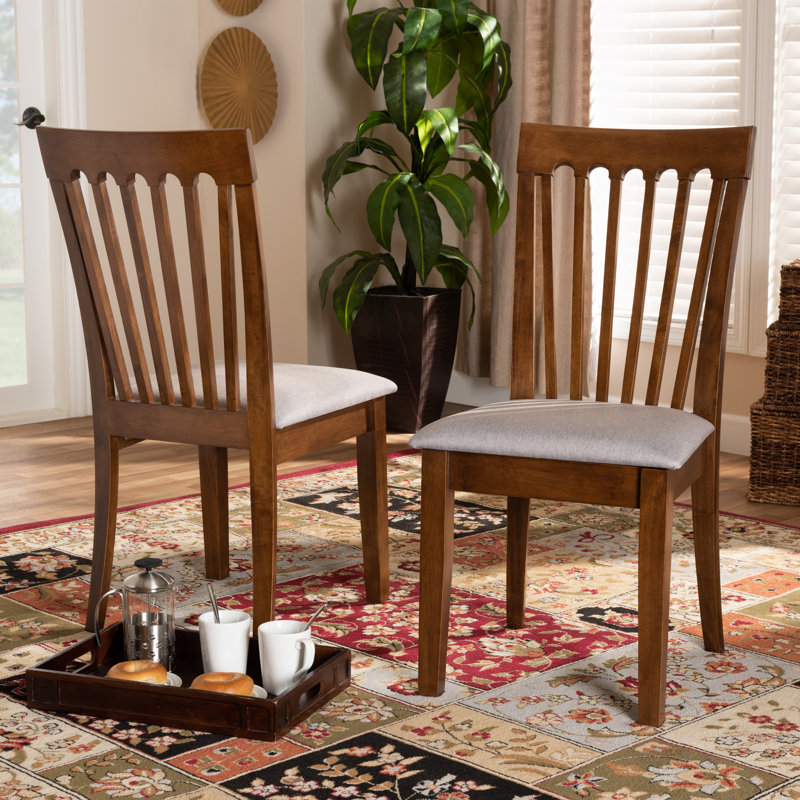 18.5'' H Upholstered Side Chair, Gray, Walnut