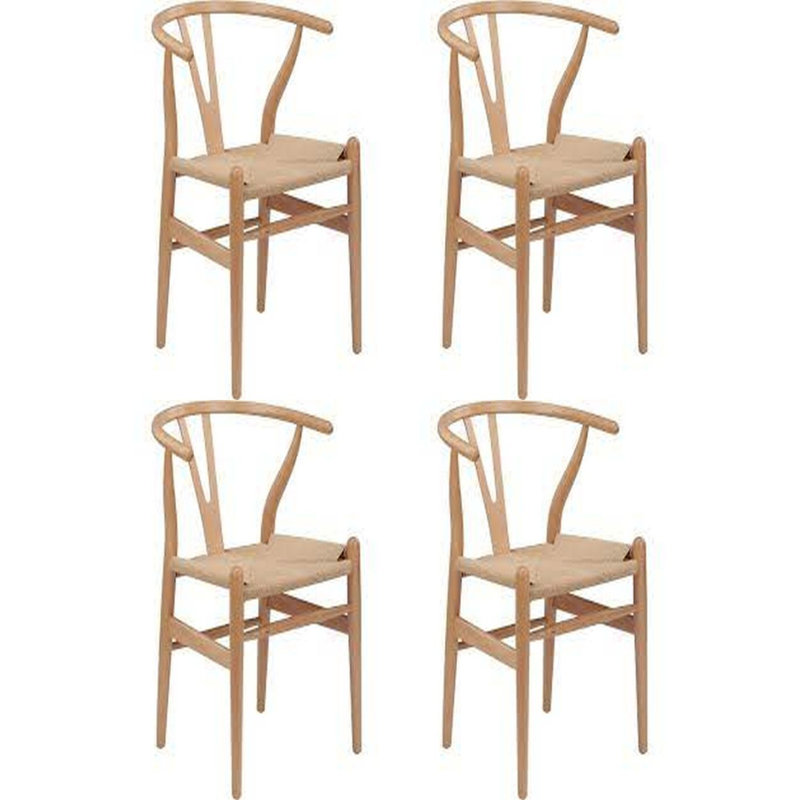 Chaise avec accoudoirs en bois massif, Naturel