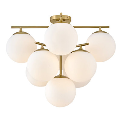 Plafonnier encastré 9 lumières avec abat-jour sphériques 9 lumières