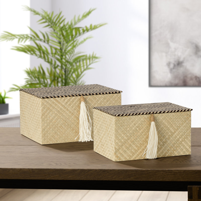 Ensemble de 2 boîtes décoratives en bois faites à la main Comaneci