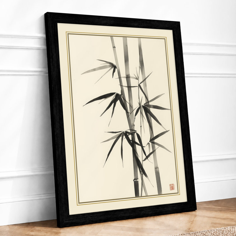 Bamboo in Ink Japandi - Framed Print, A1 - 84.1 x 59.4 cm, Black
