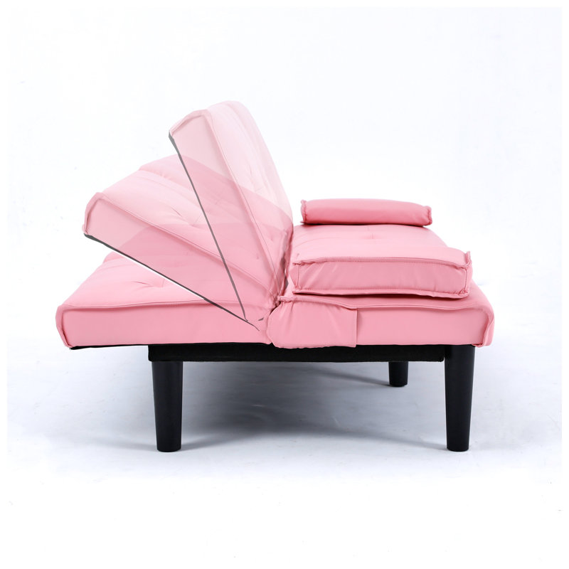 JZR 67" W x 24" D x 30" H Foldable PVC Multi-Functional 2-Seat Convertible Sofa Bed
