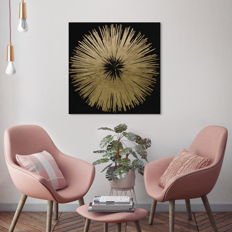 «Abstract Sunburst Golden Night», impression, Toile tendue, H 24 po x l 24 po, Sans cadre