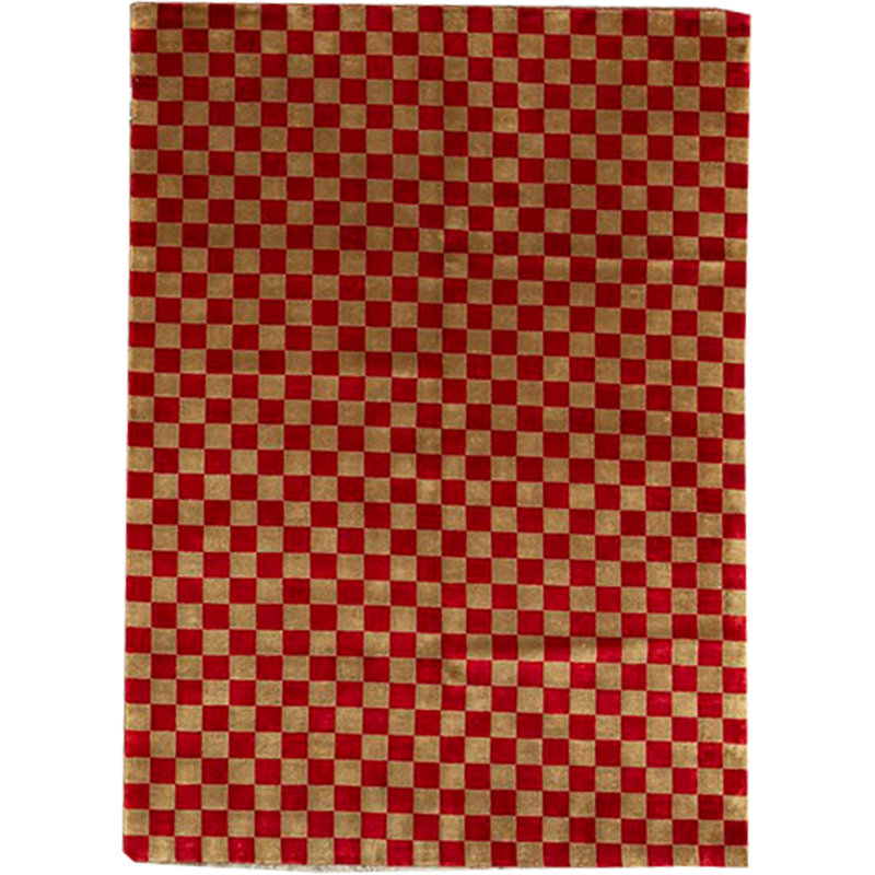 Hand-Knotted High-Quality Red and Gold Area Rug, Rectangle 5'8" x 8'1"