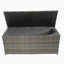 Boîte de rangement extérieure, boîtes de terrasse de patio en osier 113 gallons avec couvercle, rangement de coussins pour jouets d'enfants, oreillers, serviette en osier gris