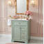 Meuble-lavabo moderne de 24 po avec lavabo en céramique, structure en bois massif, 2 tiroirs latéraux, 1 plateau rabattable et 1 rangement de porte (vert / blanc)-1640987926