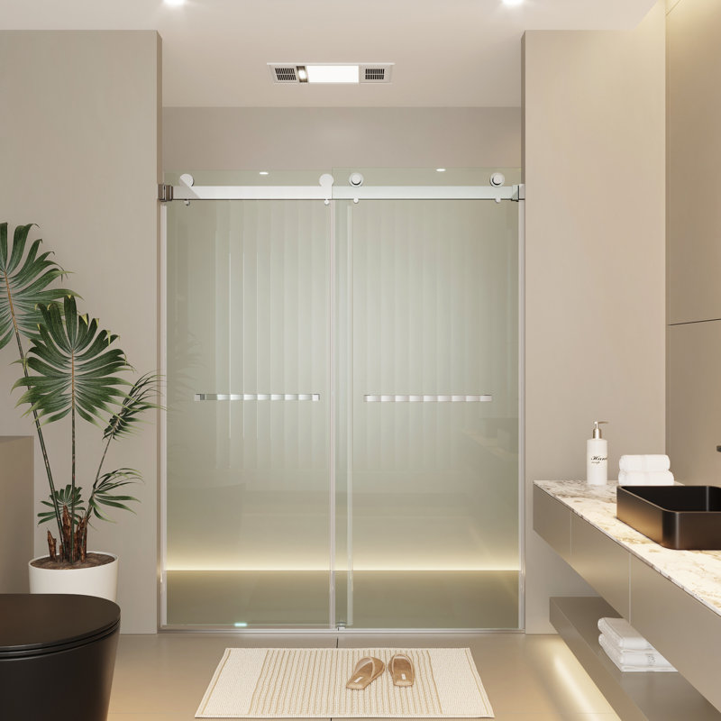 Opal Mirage MCOCOD 72" W x 76" H Double Smooth Sliding Shower Door with 3/8"(10mm)Clear Glass, Chrome