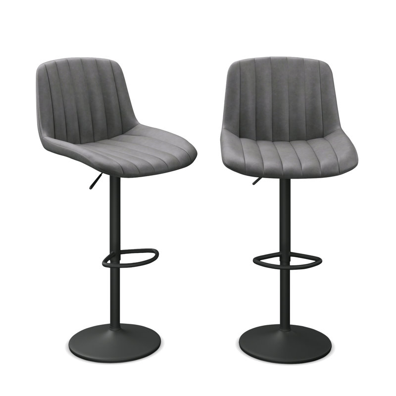 Adjustable Height Counter Stool with Metal Frame, Grey