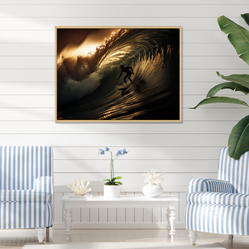 «Wave Photo Surfers Paradise III», reproduction d'art sur toile, 34" H x 44" W, Cadre naturel flottant