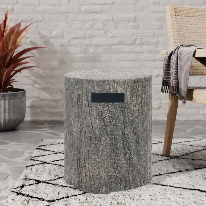 Table d'appoint et support de réservoir en oxyde de magnésium gris de 16 po x 20 po, rond, sophistiqué, structure légère et élégante