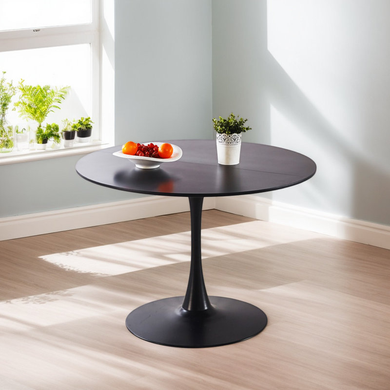 42.1" Mid-Century Dining Table, Top Tulip Table For 4-6 People, Pedestal Dining Table, End Table, Black