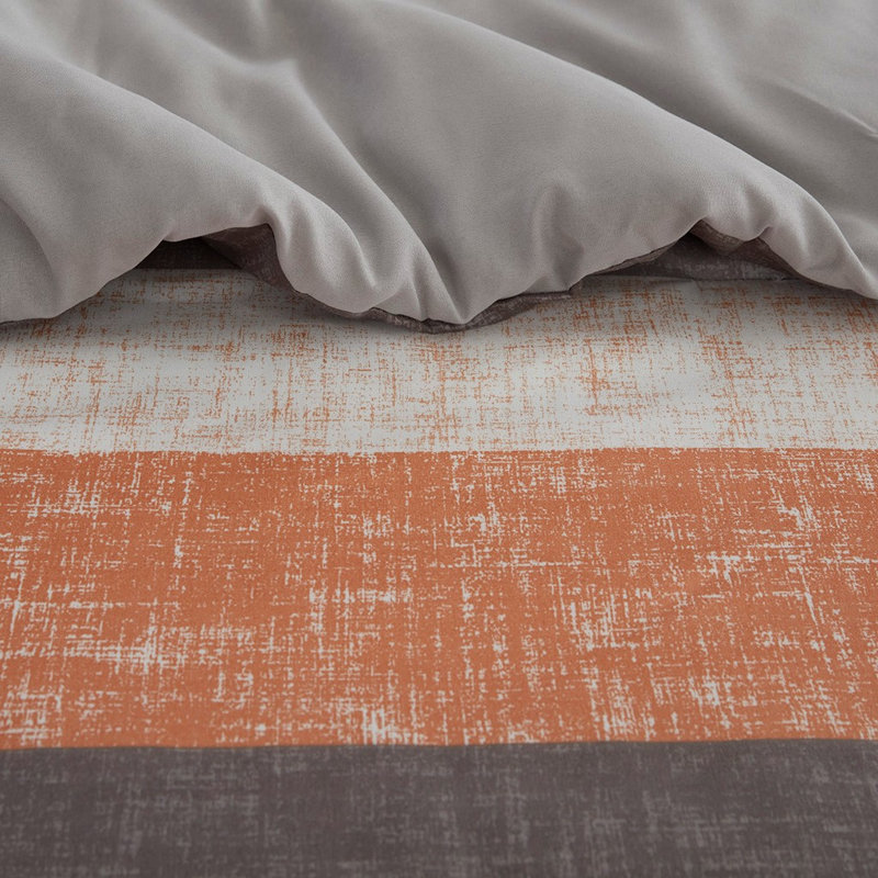 Ensemble d'édredon rayé avec draps Gracie Mills Ware, Édredon double + 6 pièces supplémentaires, Corail / gris