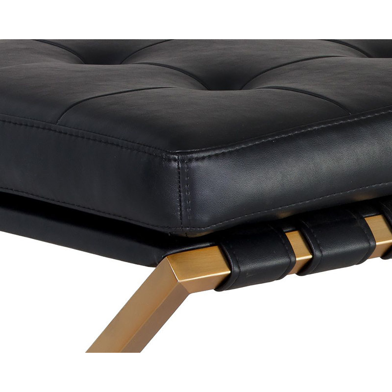 Kenji Upholstered Bench, Black Faux Leather