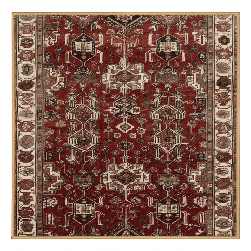 Machine Washable Turkish Brown Area Rug, Carré 4 pi