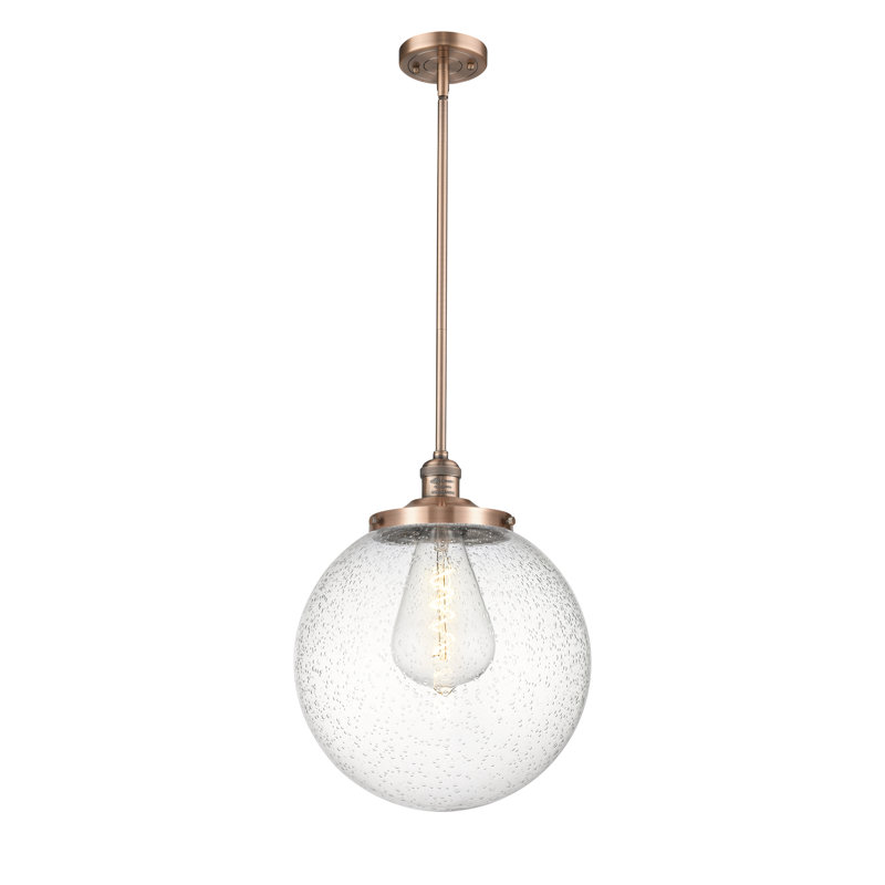 Luminaire suspendu simple à 1 lumière Beacon, Cuivre antique, Grainé