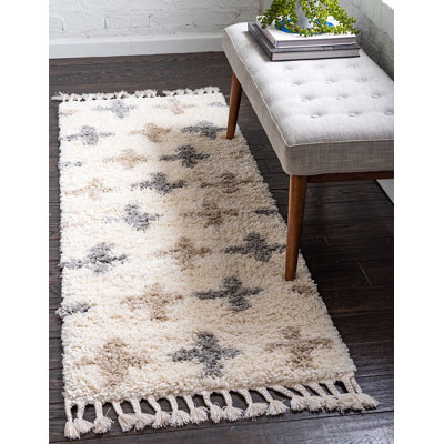 Tapis ivoire à motif géométrique Mitzy
