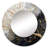 Golden Branch Tree Luminous Tangle III - Monochrome Wall Mirror, Traditional Round Decorative Mirror, Printed Metal Art-97183311