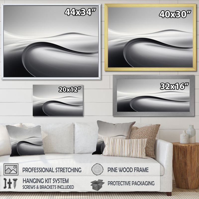 Silver Speed - Abstract Wall Decor, Black Floater Framed, 24" H x 32" W x 1" D