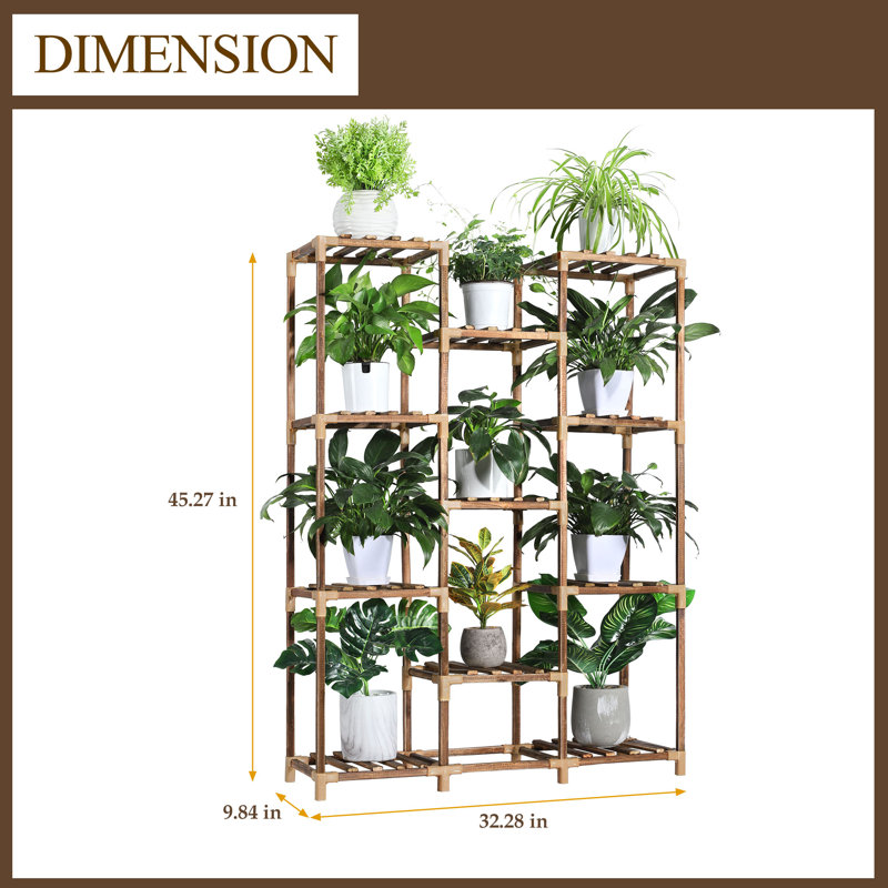 Tablette de rangement en bambou pour plantes multiples