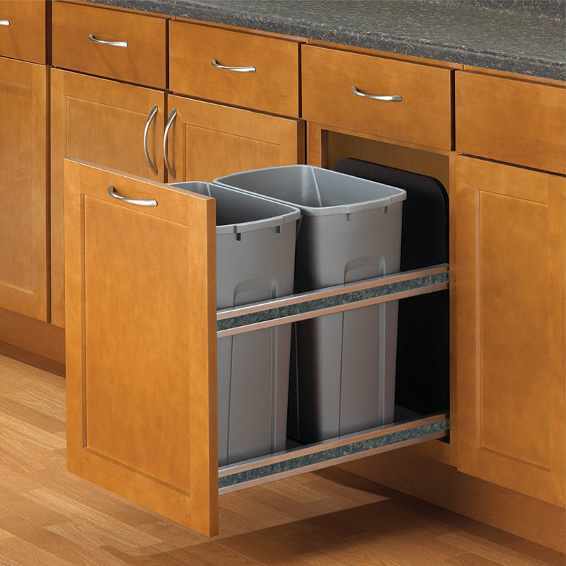 Platinum Double Soft-Close Pull-Out Trash and Recycling Bins