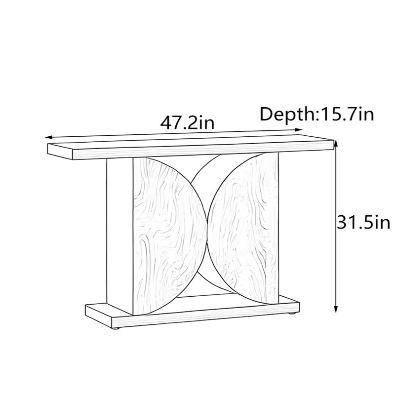 Table d'entrée en bois massif de style rétro, H 31,5 po x l 47,2 po x P 15,7 po