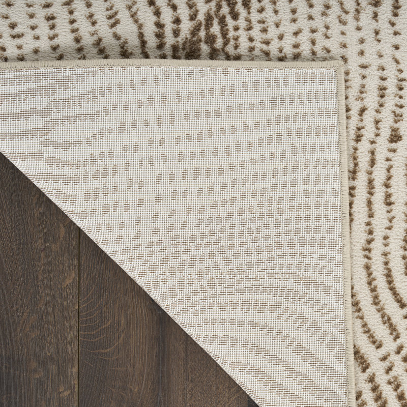 Alim Abstract Machine Made Area Rug, Rectangle 183 x 274 cm, Beige Brown