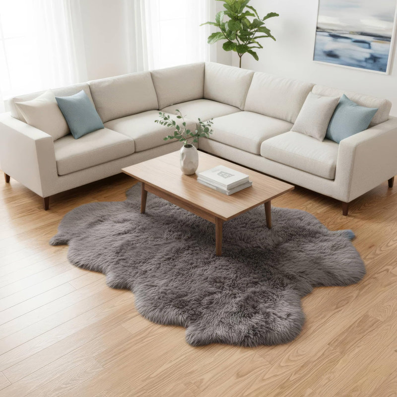 Tapis gris en peau de mouton Bershire, Nouveauté 4 pi x 6 pi
