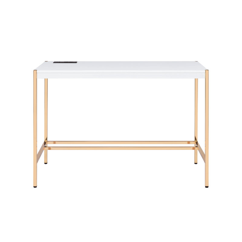 Bureau moderne blanc et or avec port pour utilitaire rectangulaire contemporain