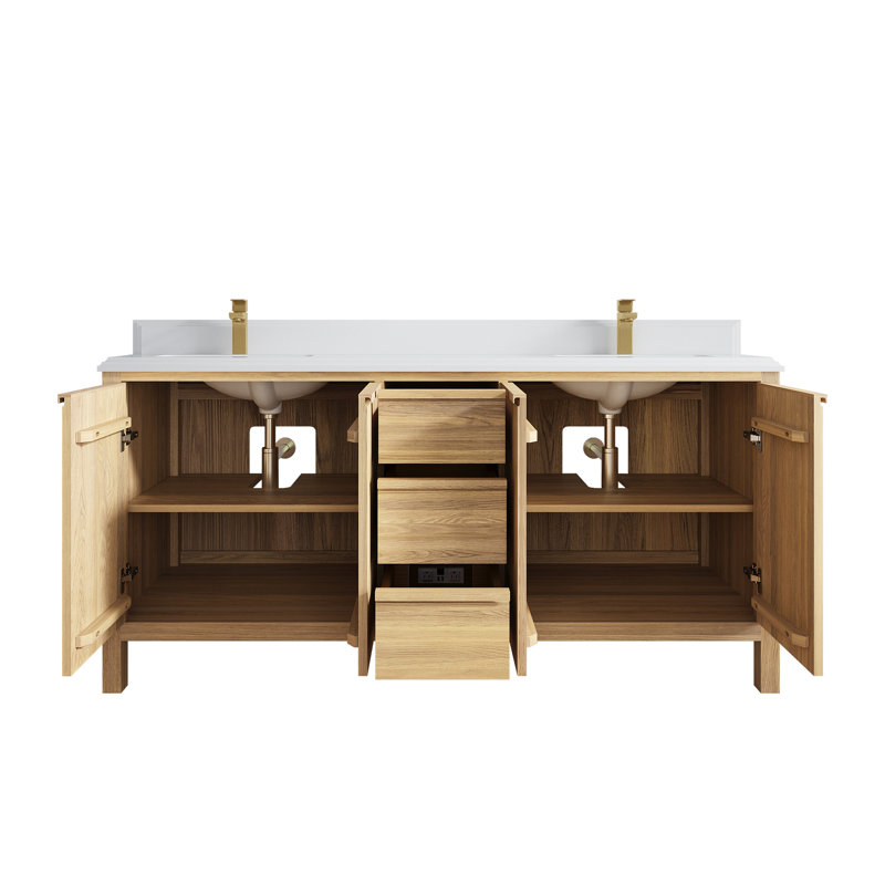 Chêne blanc Elizabeth X P 22 po Meuble-lavabo double en D, 1,5 PO – blanc