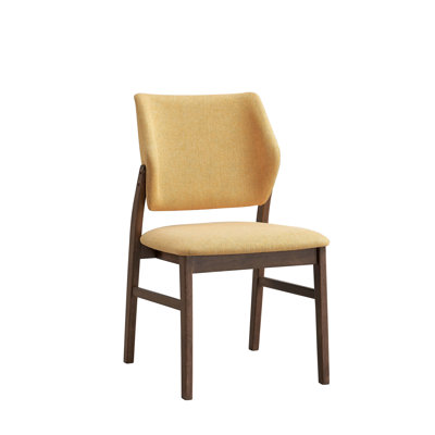 Ensemble de 2 chaises d'appoint en tissu jaune et finition noyer
