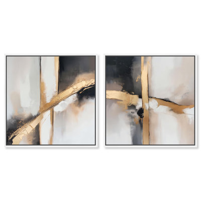 Gold Hour Set Canvas Print Gold Boho Wall Art Set by Art Remedy, White Frame, 30 x 30