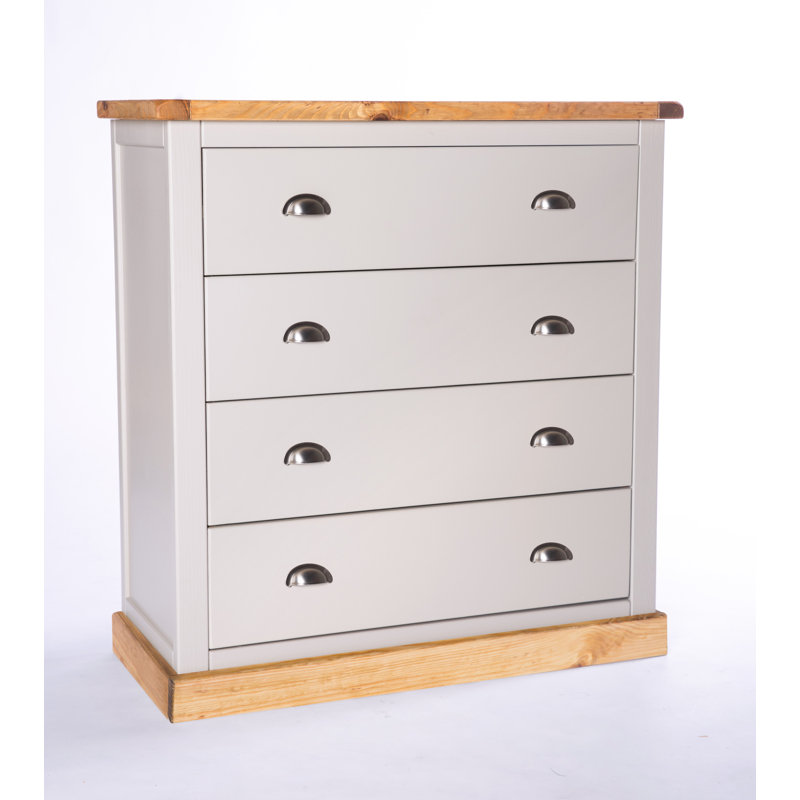 Donte 90cm W 4 - Drawer Chest of Drawers, Chrome, Grey/Wood