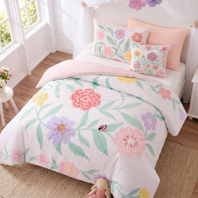 Ensemble de literie à motifs floraux, ensemble de couette en microfibre pour lit simple et simple XL pour chambre de fille