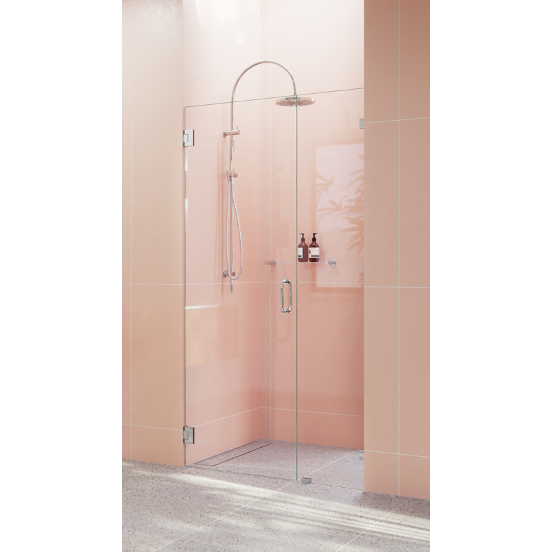 Illume 37.5 in. x 78 in. Fully Frameless Wall Hinge Shower Door, Polished Chrome
