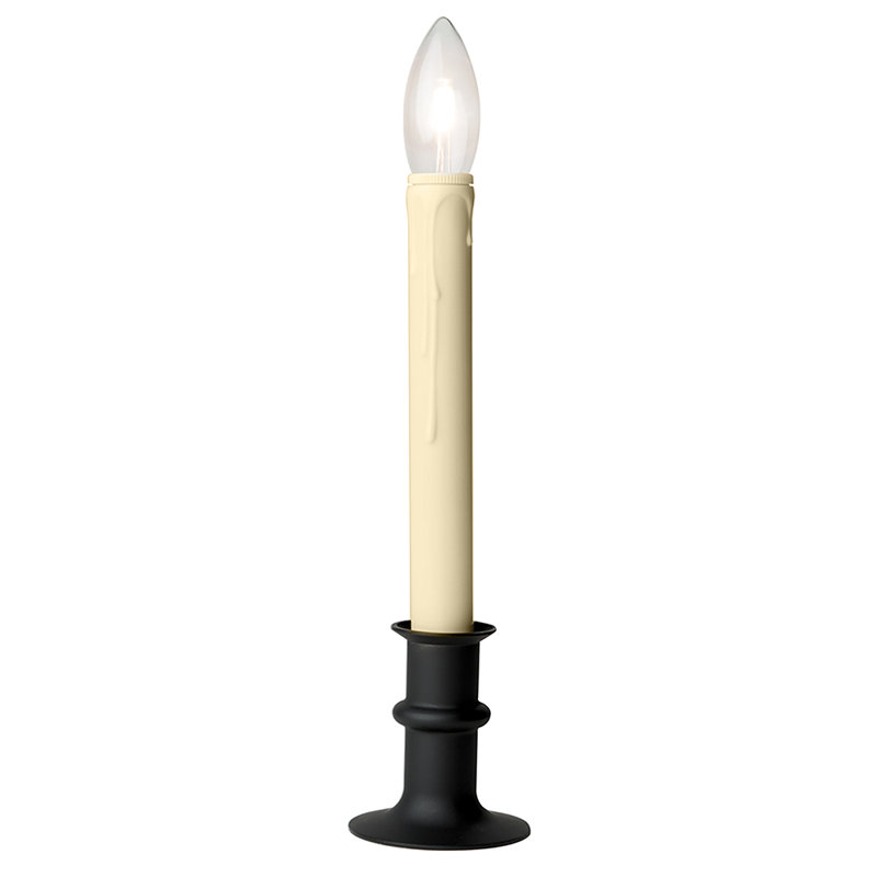Tisbury Unscented Flameless Taper Candle with Metal Holder, Black