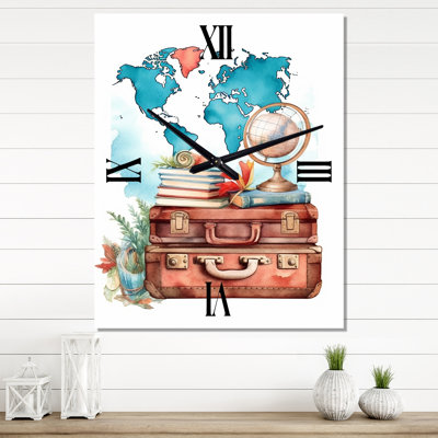 Travel Adventure II - Horloge murale de voyage surdimensionnée